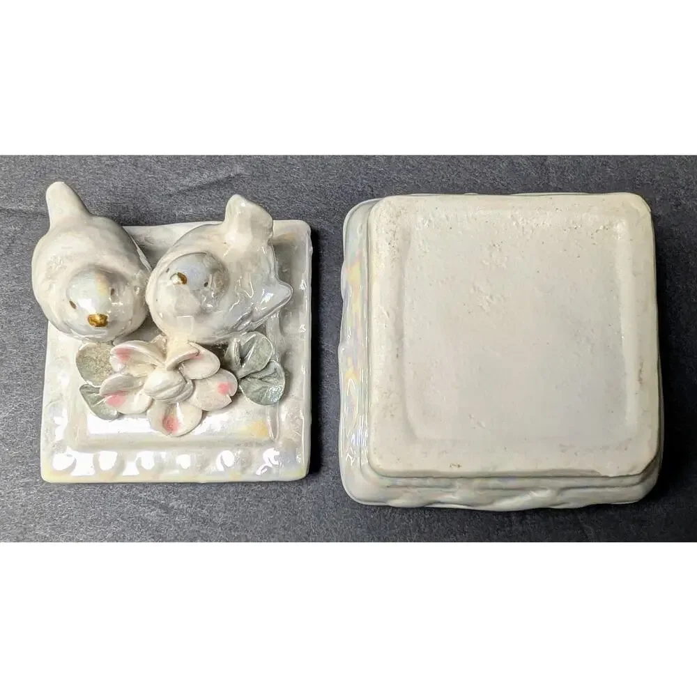 Vtg Lusterware Porcelain Trinket Box 3